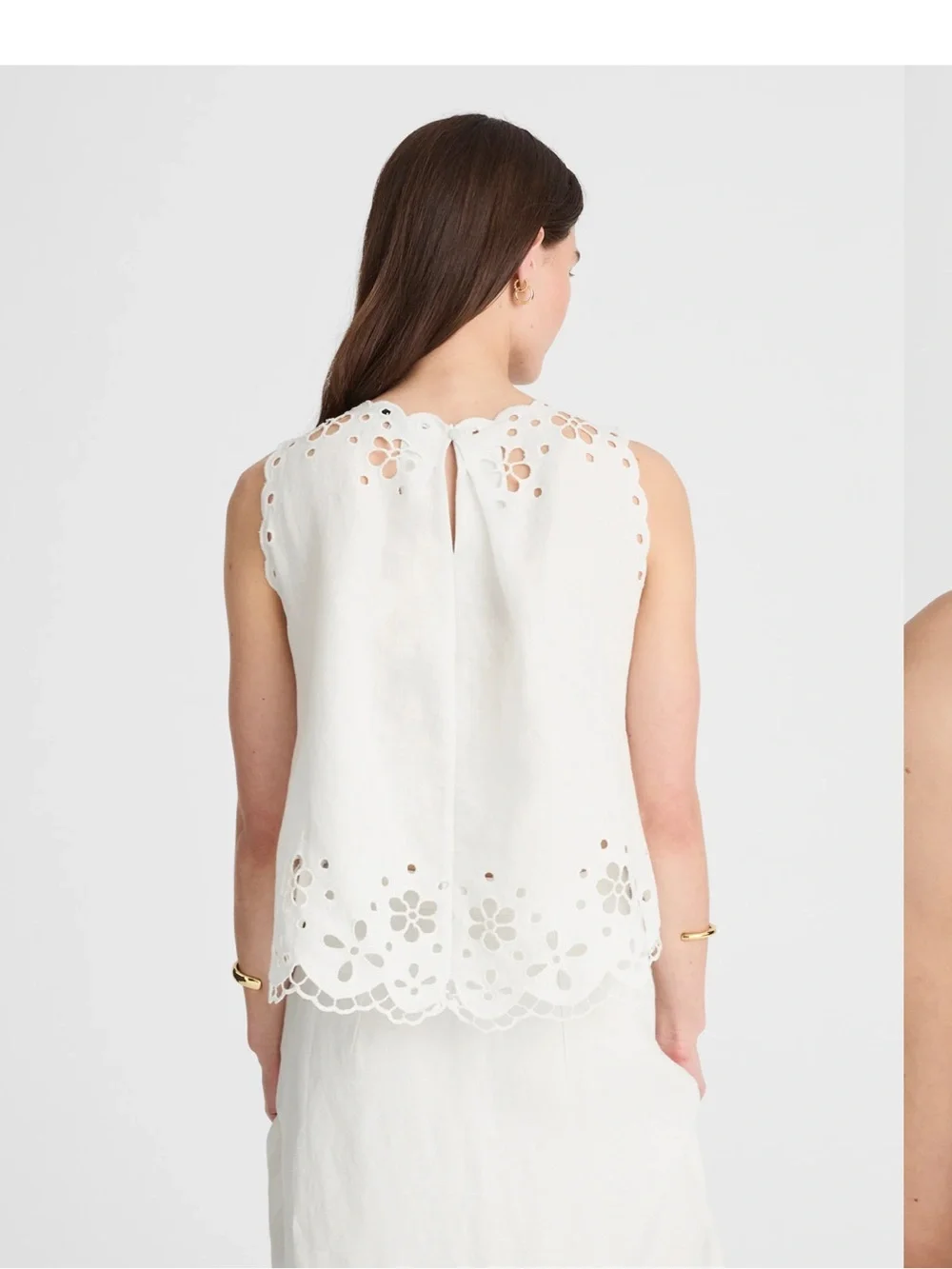 Madewell Embroidered Linen Eyelet High-Low Tank Medium